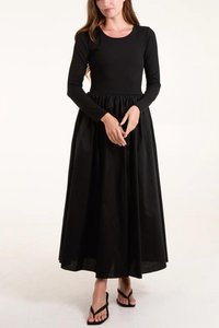 Relaxed Fit Long Sleeves Maxi Dress in Navy