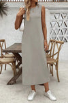 Grey 100% Cotton Jersey Sleeveless Dress