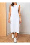 White 100% Cotton Jersey Sleeveless Dress