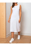 White 100% Cotton Jersey Sleeveless Dress