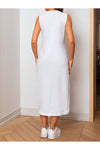 White 100% Cotton Jersey Sleeveless Dress