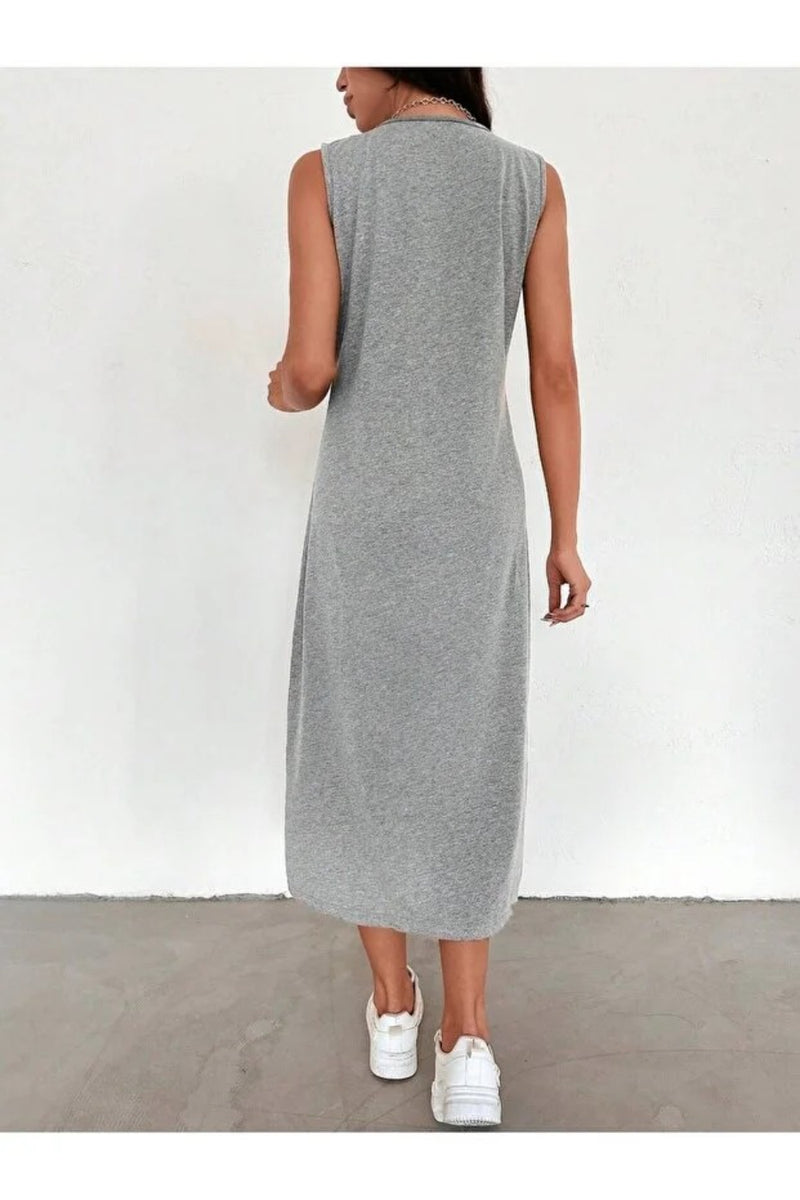 Grey 100% Cotton Jersey 120 cm Slip Dress