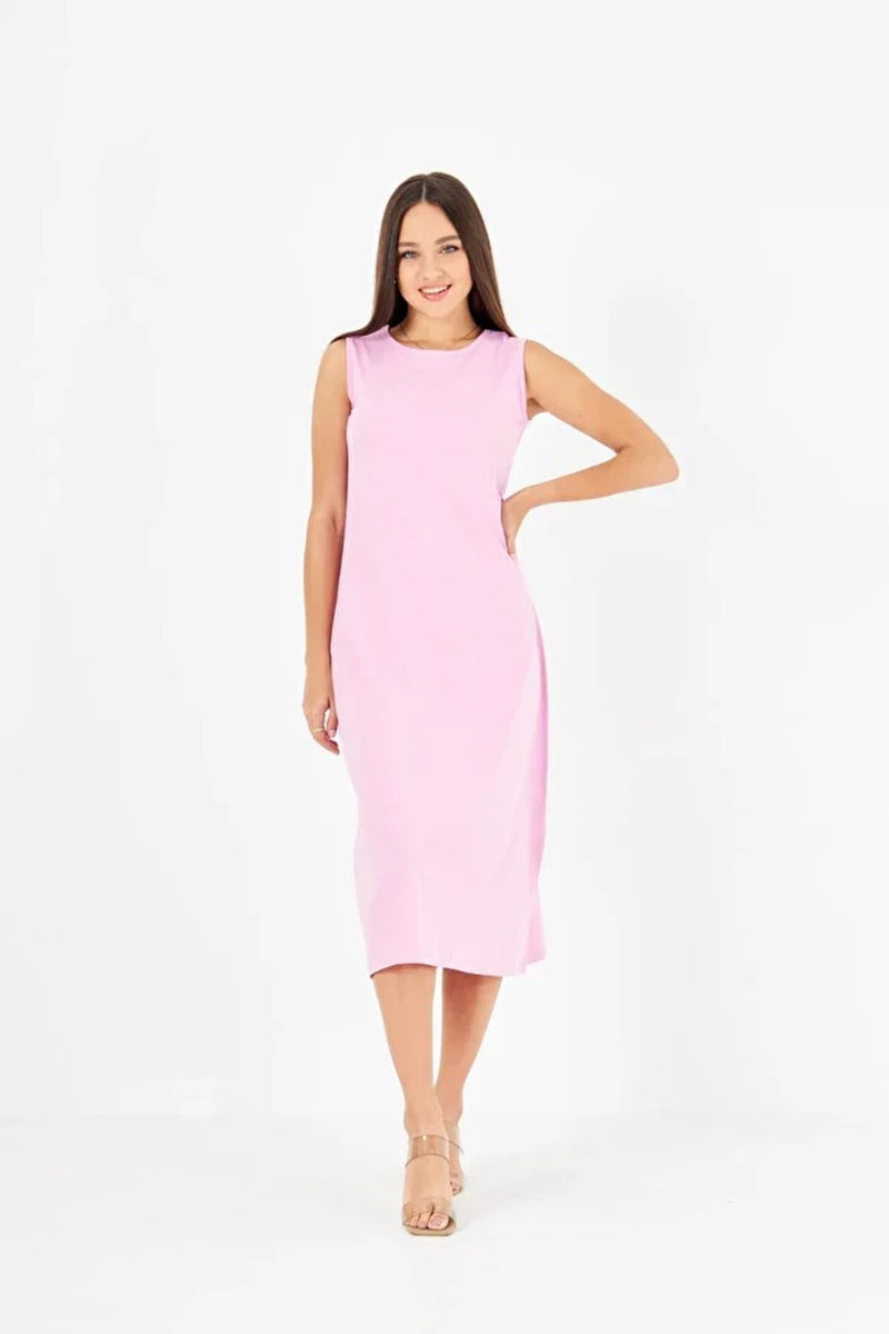 Pink 100% Cotton Jersey 120 cm Slip Dress