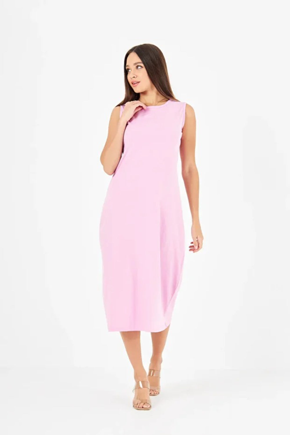 Pink 100% Cotton Jersey 120 cm Slip Dress