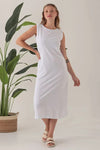 White 100% Cotton Jersey 120 cm Slip Dress