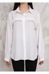 Oversized Frill Detailed Long Sleeves Blouse Shirt in White