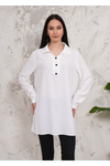 Oversized Long Sleeves Button Detailed Tunic in White