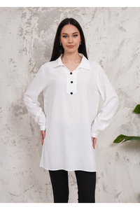 Oversized Long Sleeves Button Detailed Tunic in White