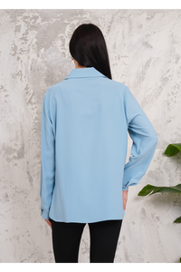 Oversized Frill Detailed Long Sleeves Blouse Shirt in Baby Blue