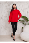 Oversized Long Sleeve Pleated Blouse in Red