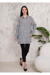 Relaxed Fit Long Sleeve Tunic in Leopard Print