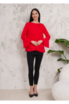 Oversized Bell Sleeve Detailed Pleated Blouse Top in Red