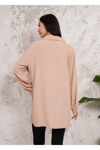 Oversized Long Sleeves Button Detailed Tunic in Beige