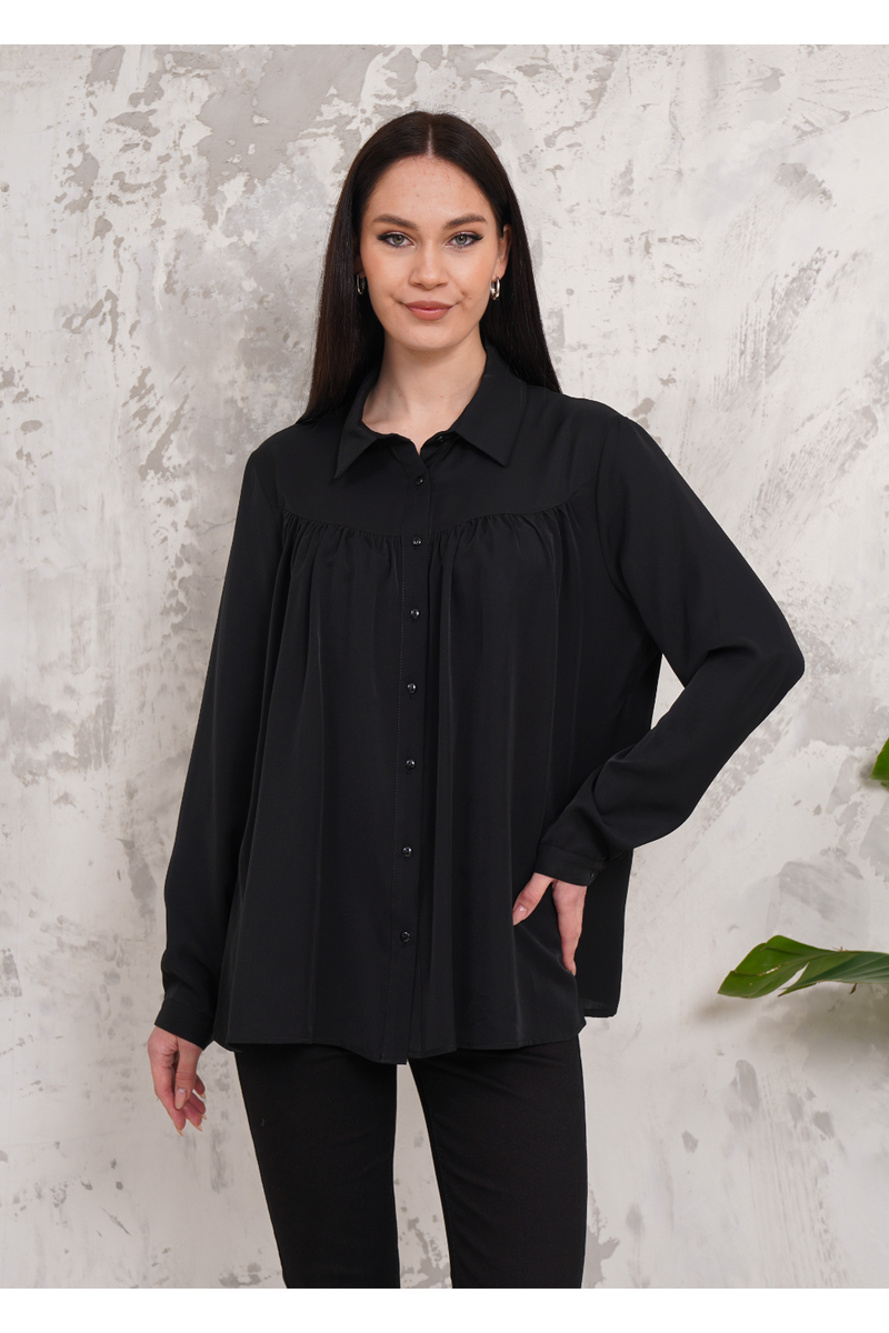 Relaxed Fit Long Sleeves Shirt in Black