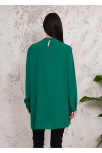 Relaxed Fit Long Sleeves Brooch Detailed Tunic in Green