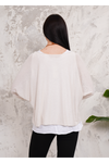 Oversized Long Sleeves Double Layered Top in Beige