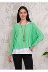 Oversized Long Sleeves Double Layered Top in Light Green