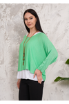 Oversized Long Sleeves Double Layered Top in Light Green