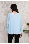 Oversized Long Sleeves Layered Blouse With Necklace In Light Blue And White