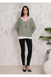 Oversized Long Sleeves Double Layered Top in Green