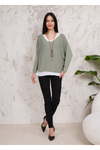 Oversized Long Sleeves Double Layered Top in Green