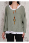 Oversized Long Sleeves Double Layered Top in Green