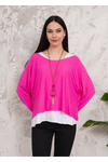 Oversized Long Sleeves Double Layered Top in Pink