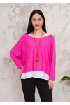 Oversized Long Sleeves Double Layered Top in Pink