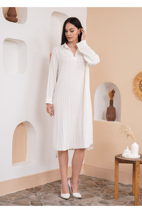Oversized Shirt Dress with Long Sleeves in White