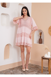 Relaxed Fit 3/4 Sleeves Lace Detailed V Neck Mini Dress in Pink