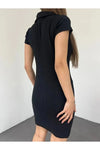 Fitted Polo Neck Short-Sleeve Dress