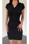 Fitted Polo Neck Short-Sleeve Dress