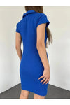 Fitted Polo Neck Short-Sleeve Dress