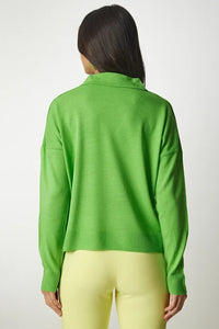 Polo Neck Seasonal Knit Basic Blouse