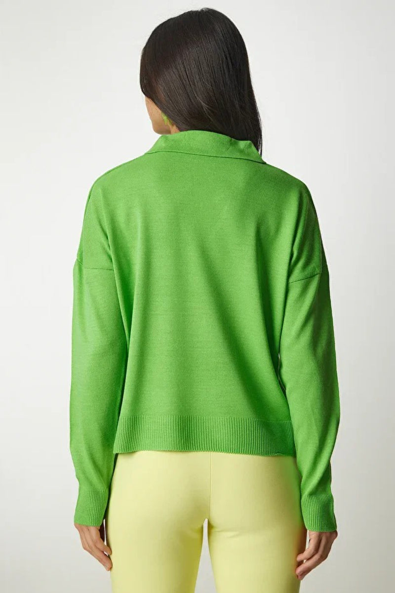 Polo Neck Seasonal Knit Basic Blouse