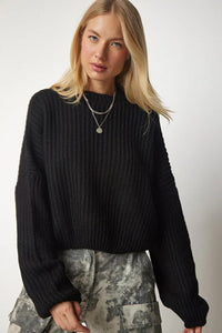 Balloon Sleeve Basic Knit Sweater