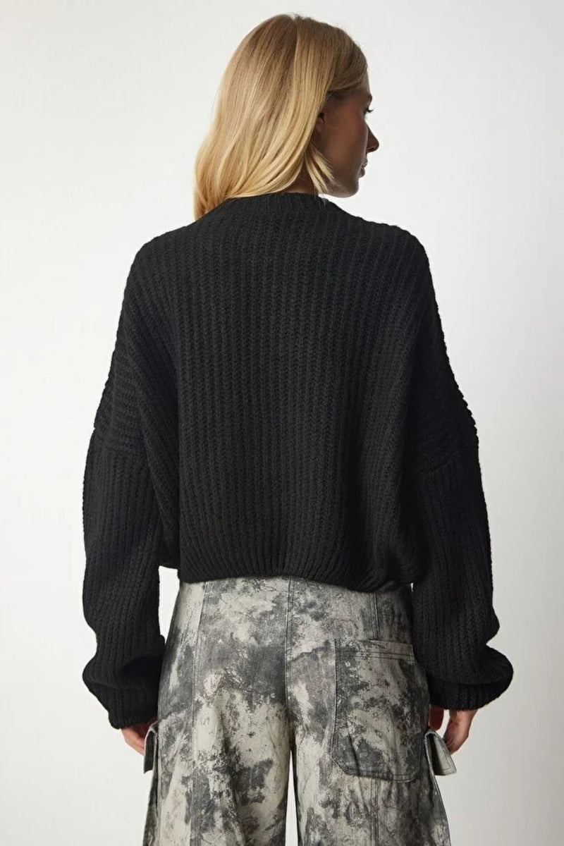 Balloon Sleeve Basic Knit Sweater
