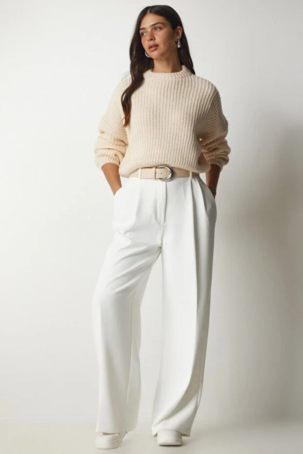 Balloon Sleeve Basic Knit Sweater
