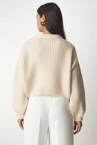 Balloon Sleeve Basic Knit Sweater