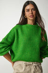 Balloon Sleeve Basic Knit Sweater