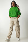 Balloon Sleeve Basic Knit Sweater