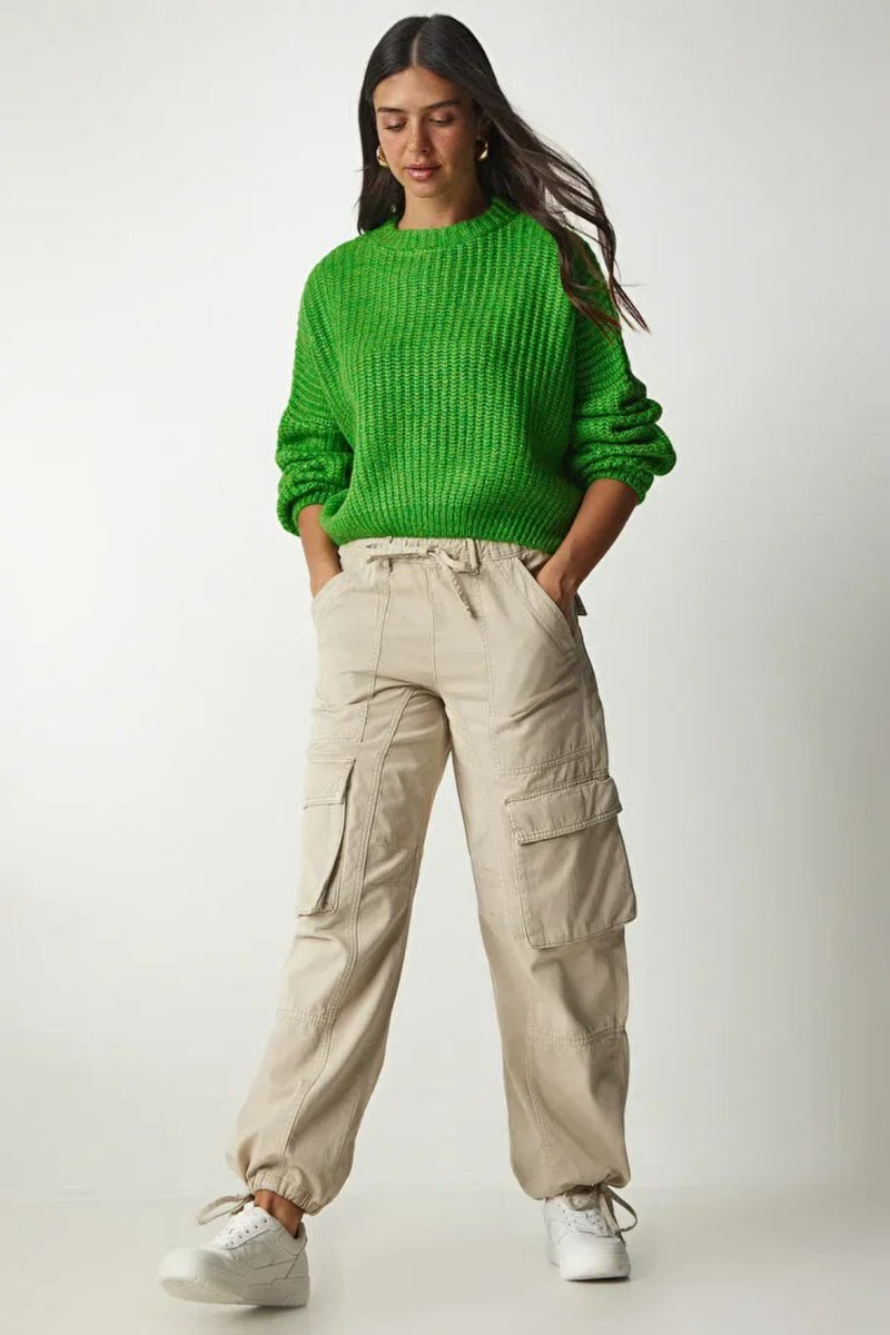 Balloon Sleeve Basic Knit Sweater