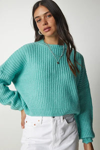 Balloon Sleeve Basic Knit Sweater