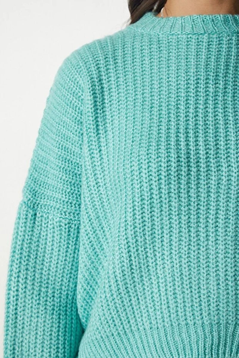 Balloon Sleeve Basic Knit Sweater
