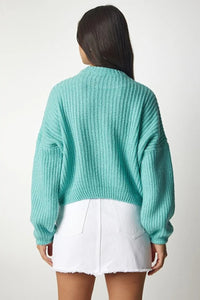 Balloon Sleeve Basic Knit Sweater