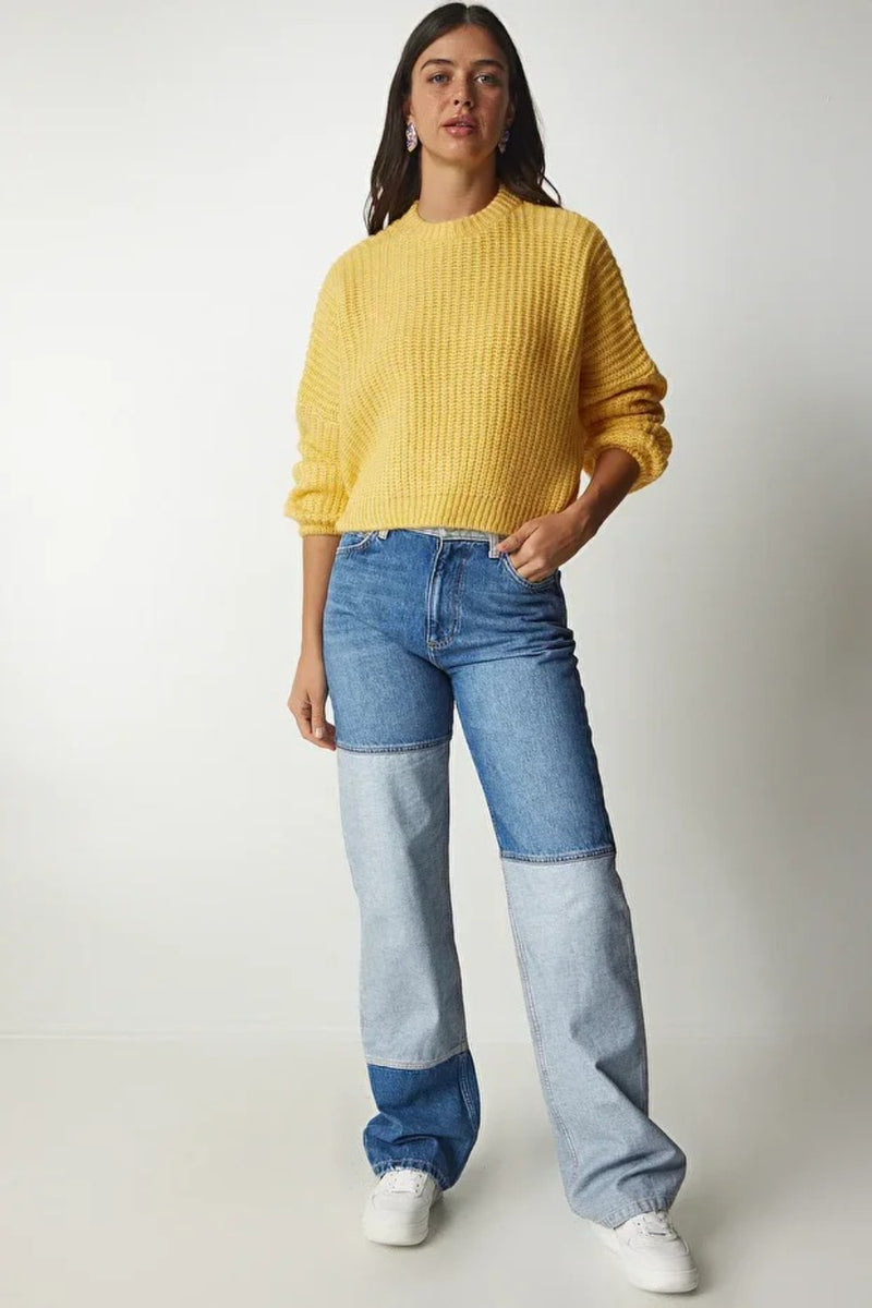 Balloon Sleeve Basic Knit Sweater