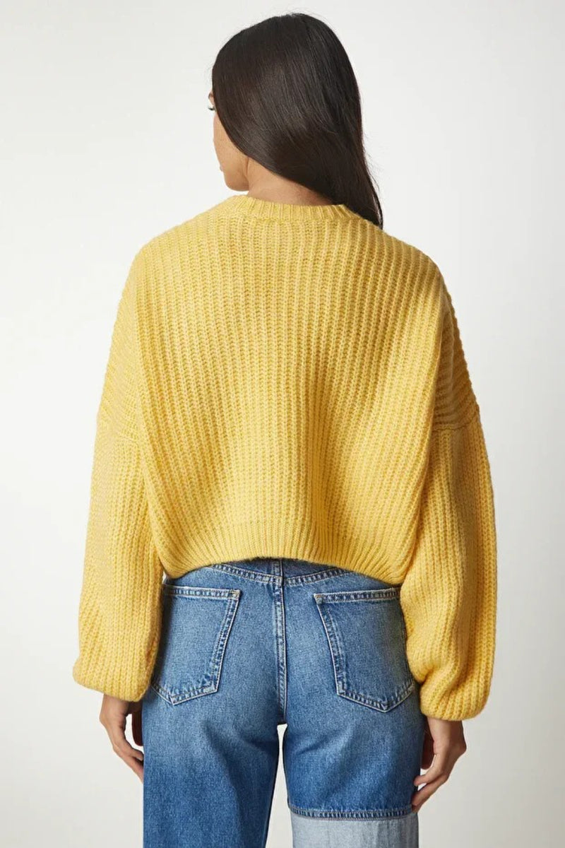 Balloon Sleeve Basic Knit Sweater
