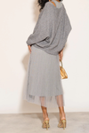 Layered Knit and Pleated Dress Set in Grey