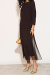 Layered Knit and Pleated Dress Set in Mocha