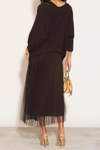 Layered Knit and Pleated Dress Set in Mocha